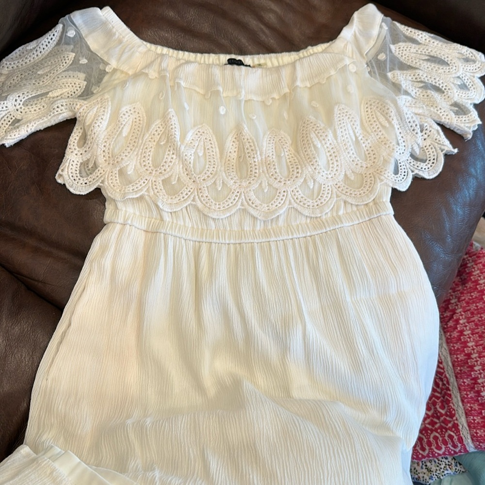 Mittoshop Cream Lined Off-Shoulder Dress